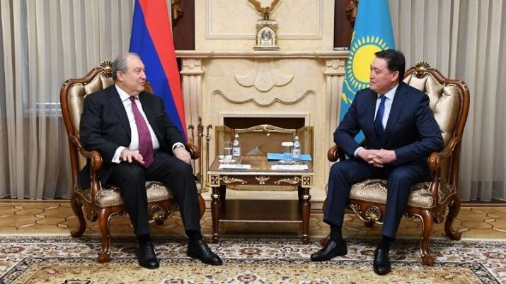Премьер-министр РК и Президент Армении обсудили развитие экономического сотрудничества